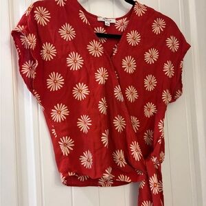 Madewell Red Daisy Wrap Blouse